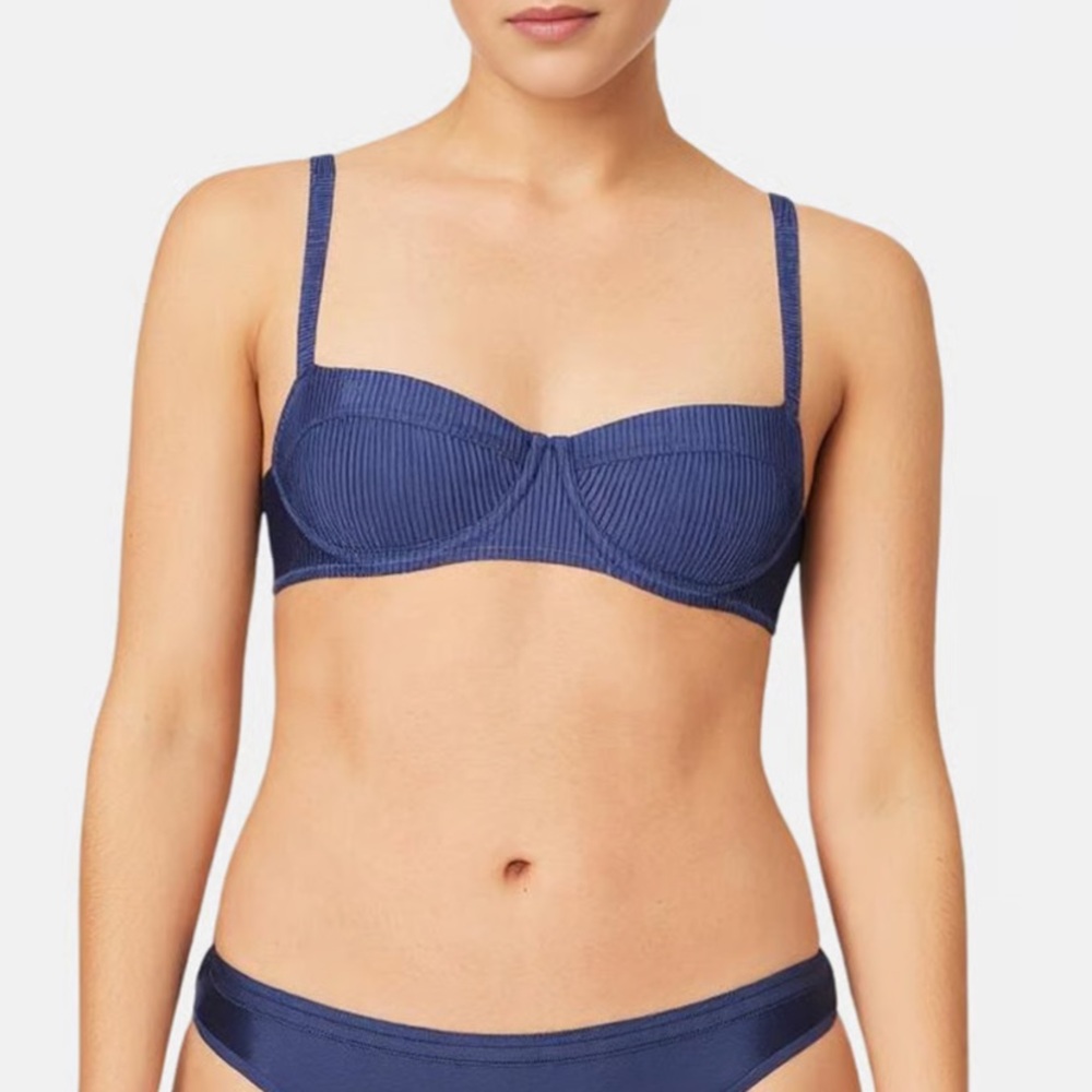 Aerie Underwire Ribbed swim Top in Blue NWOT
